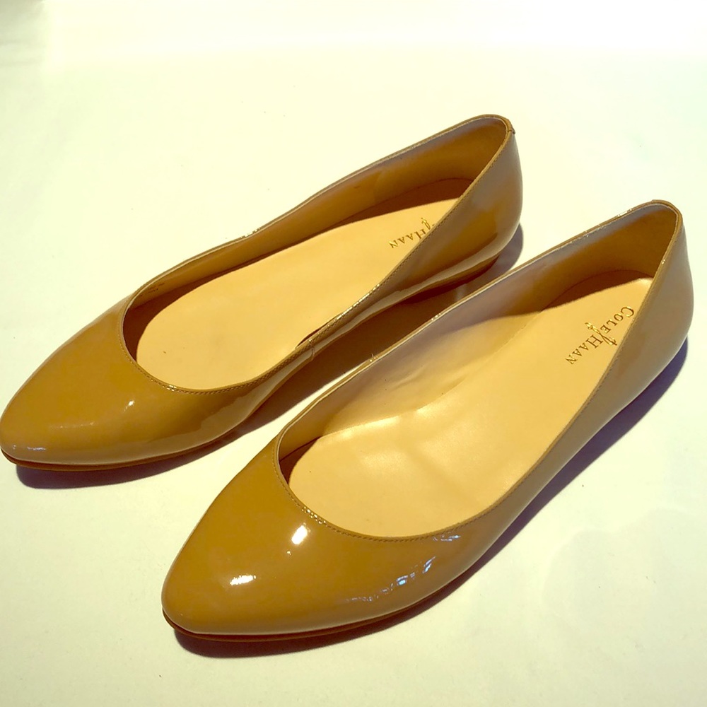 Cole Haan nude patent leather flats, size 9